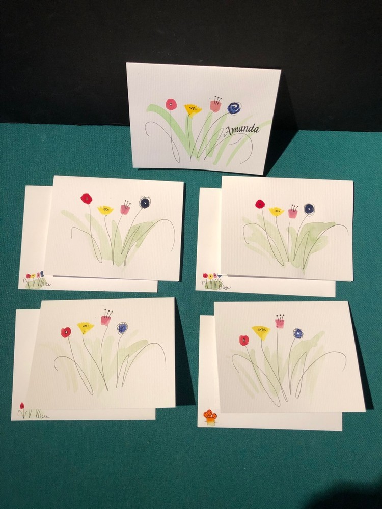 Hand painted AND hand personalized note cards. Each done separately not printed