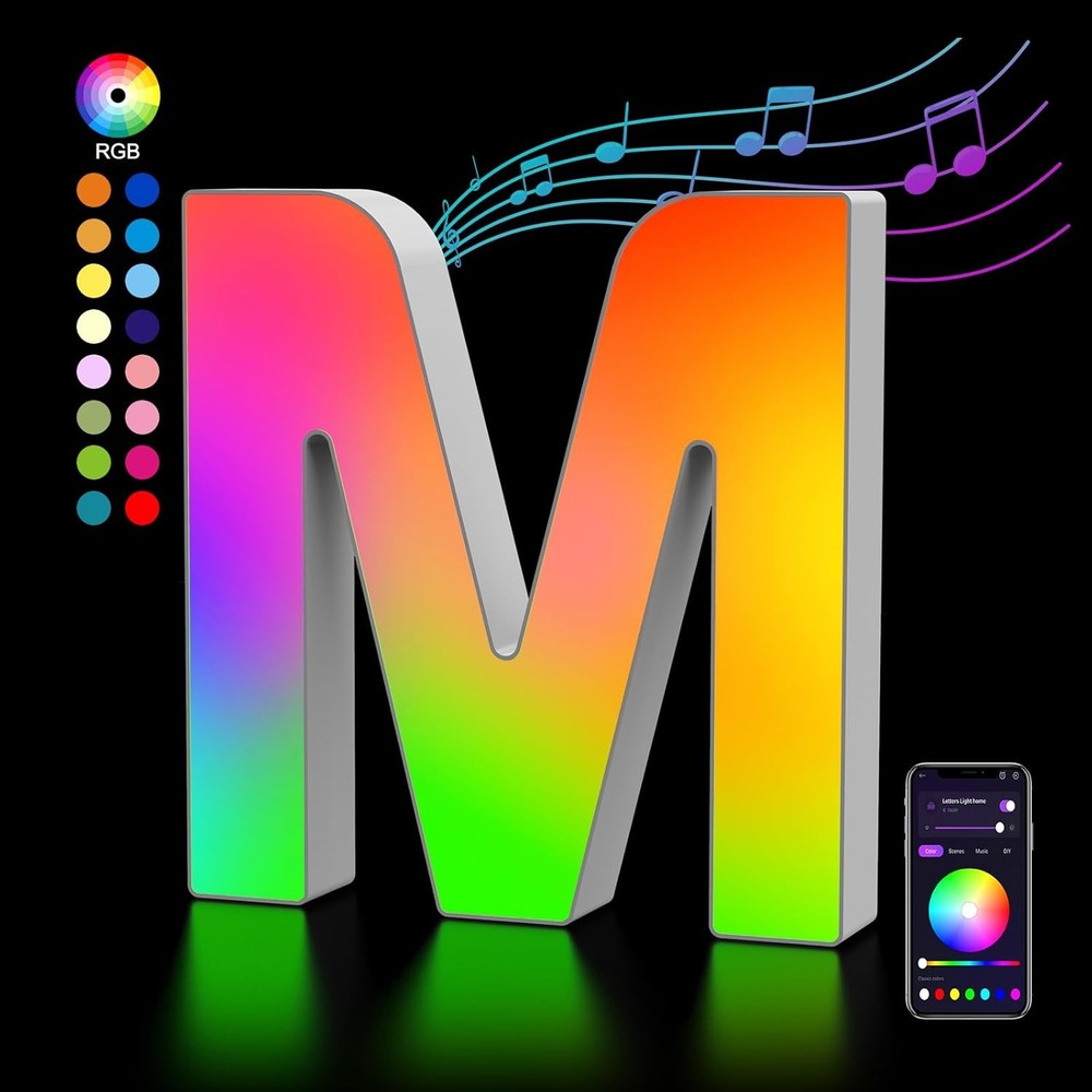 Light Up Letters USB Powered, LED Letter Lights Color M