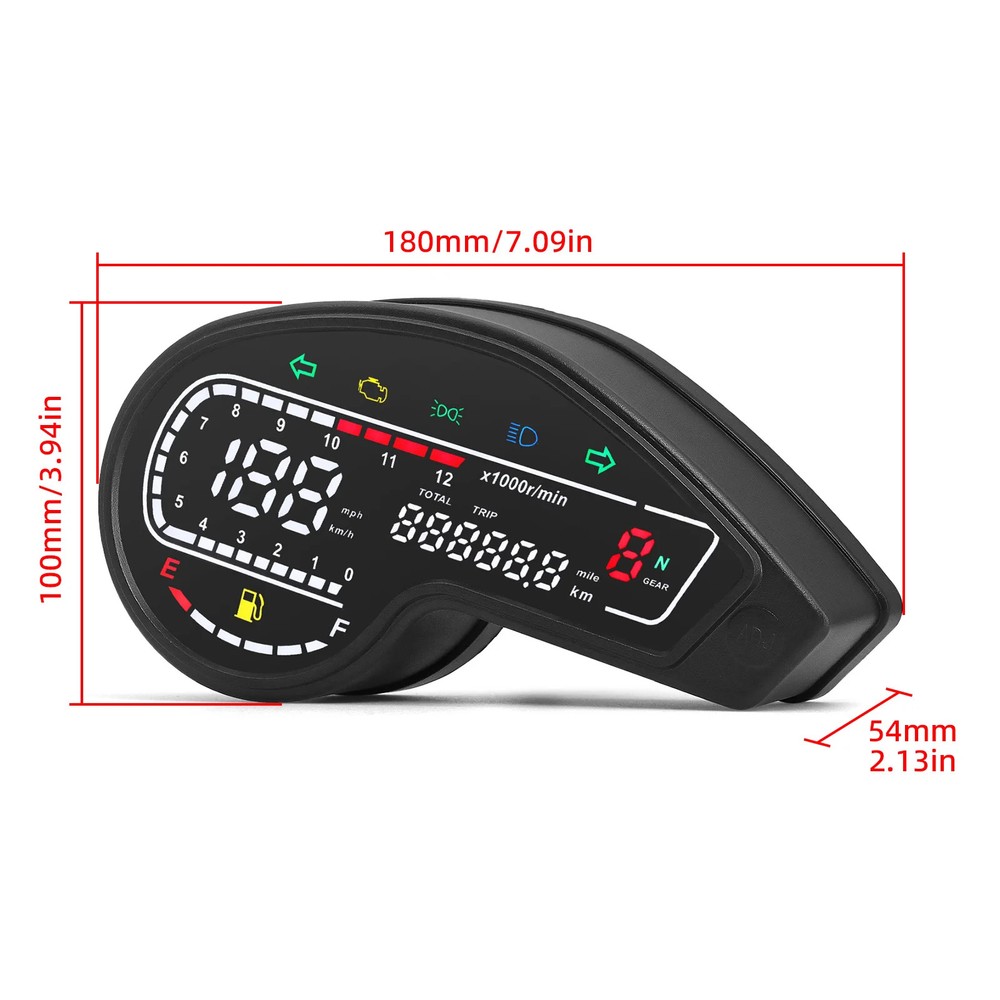 Universal Motor Digital Speedometer LED Tachometer Dashboard Instrument Panel