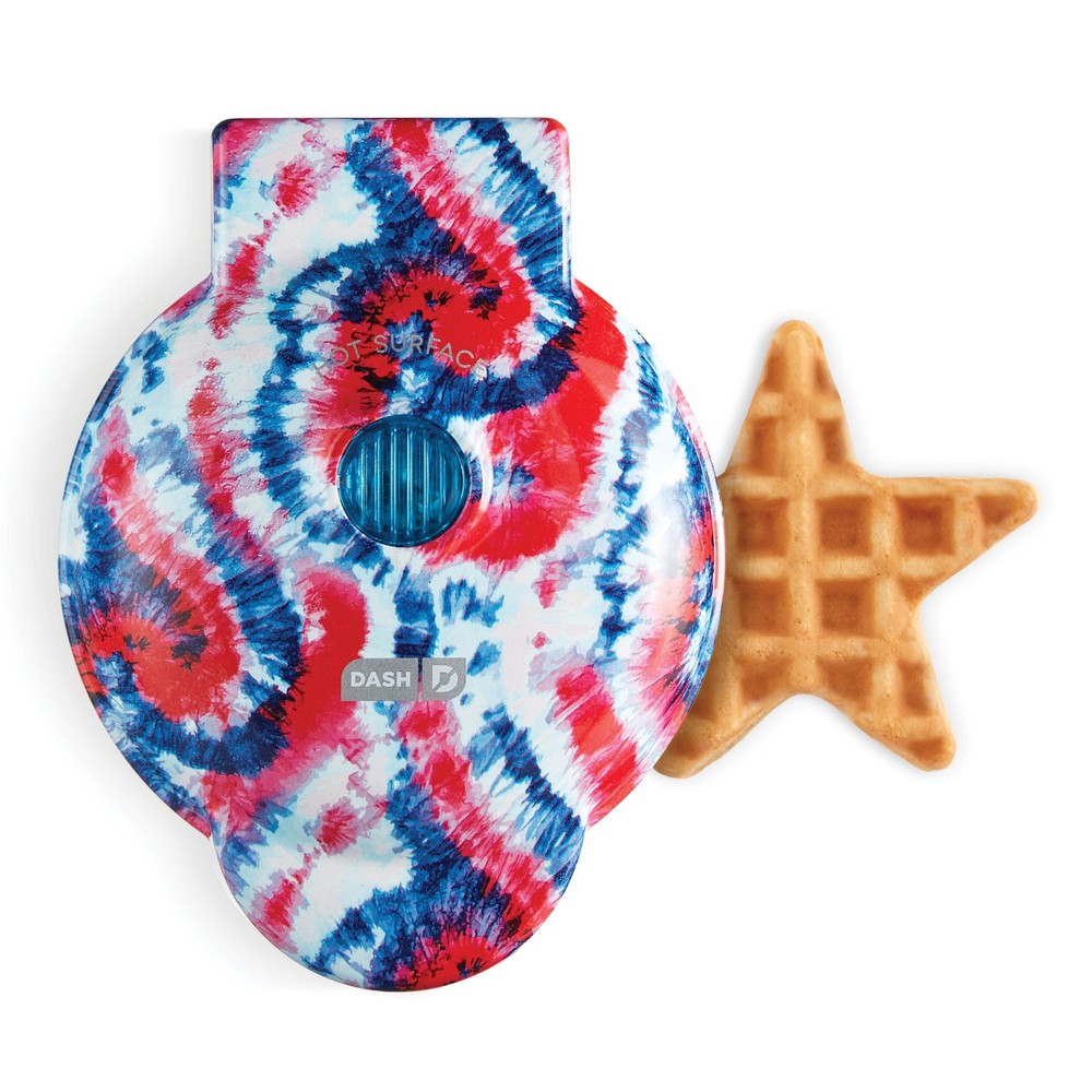 Dash 4" Mini Waffle Maker Star Shape Nonstick Tie Dye Quick Heat