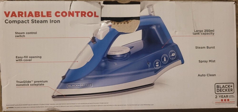 BLACK+DECKER IR20V: Variable Control Compact Steam Iron - Non Stick Steam Burst