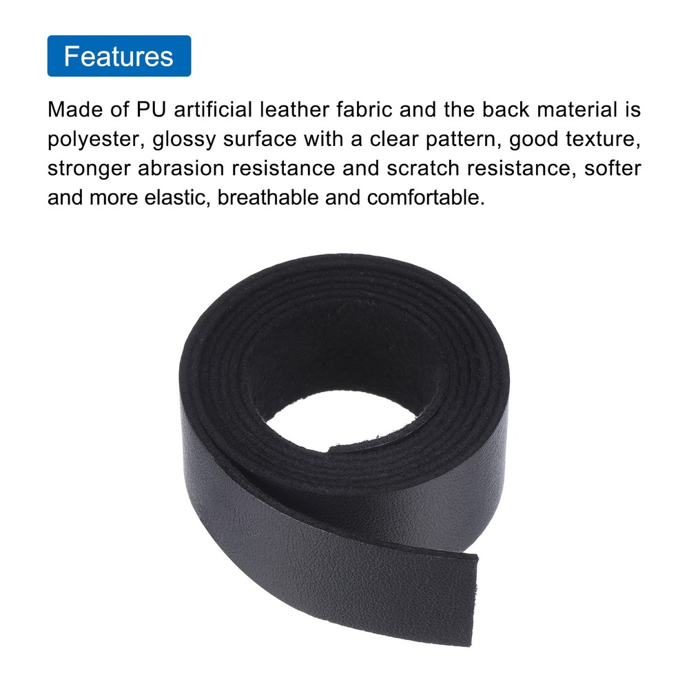 Leather Straps Strip Belt 2cm(0.8" Width) Leather Strips Black