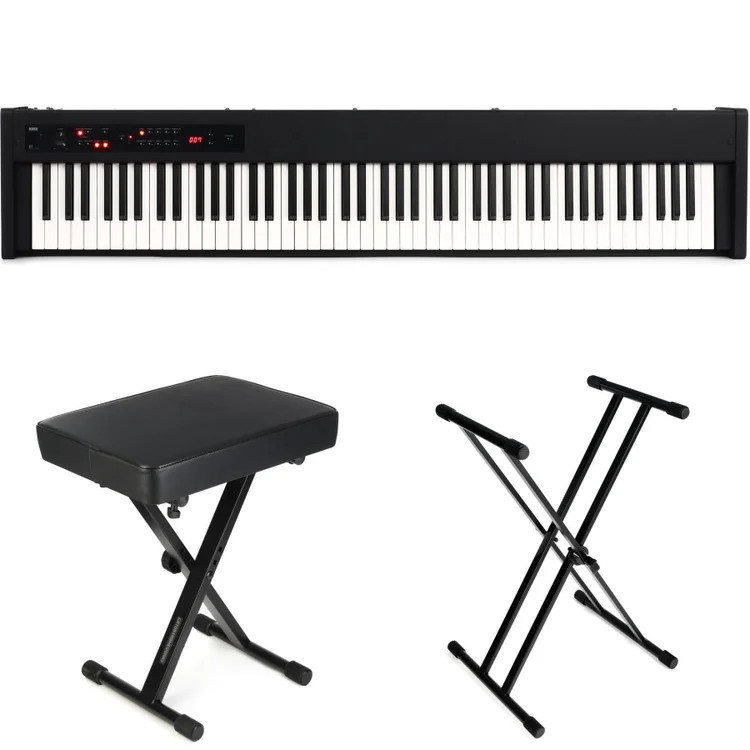 Korg D1 88-key Stage Piano / Controller Essentials Bundle (Black)