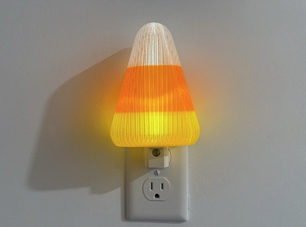 Halloween Candy Corn Nightlight - Spooky LED Plug-In Decor - Unique 3D Printed
