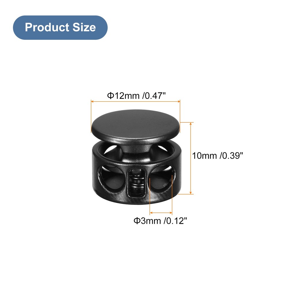 12pcs Metal Cord Locks Spring Loaded Toggle Stopper Slider Matte Black