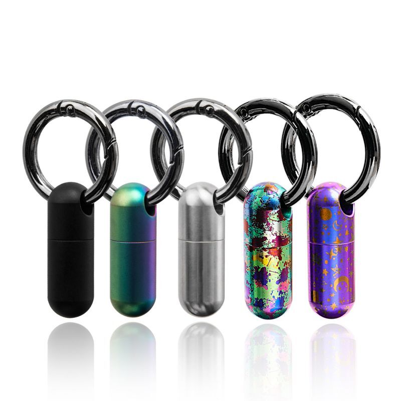EDC Titanium Waterproof Pill Holder Container Case Organizer Portable Keychain