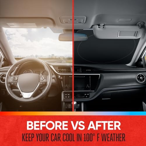 Pop-Up Windshield Sun Shade for Car– Foldable, Collapsible Sun Visor Small