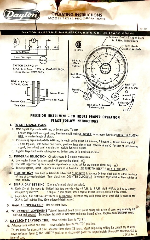 Dayton 2E212 Program Timer Untested