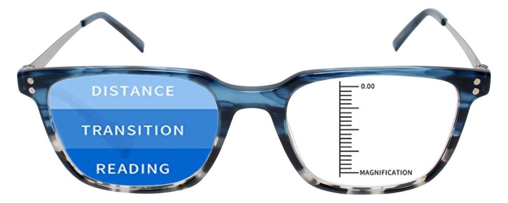 Hemingway H4670 Multi-Focus Lens Blue Light Glasses Matte Black 50 mm Rectangle