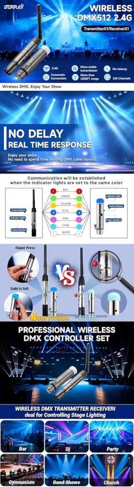 3-Piece Wireless DMX Controller Set | 1000ft Range, No Delay, 7 Group Control
