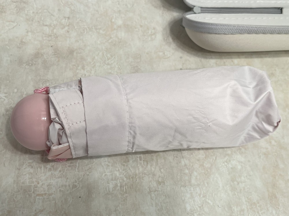 Monat Umbrella Pink Light Small Folding Compact Zip Case Sleek Elegant New