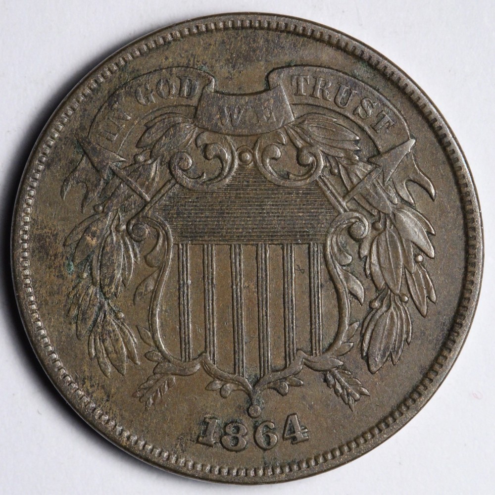 1864 LM Two Cent Piece XF+/AU E184 YAEM