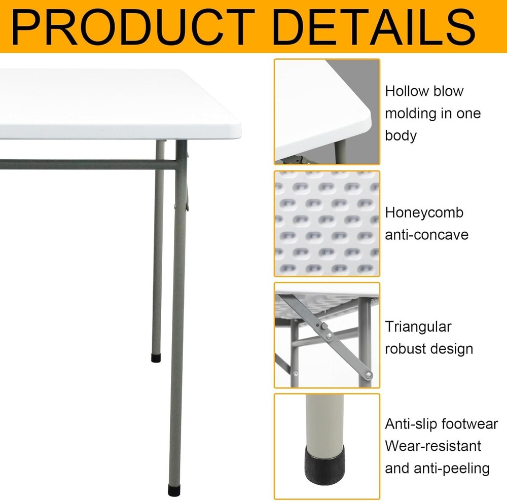Folding Table 3ft Rectangular All-Occasion Plastic Folding Event Table Indoor &