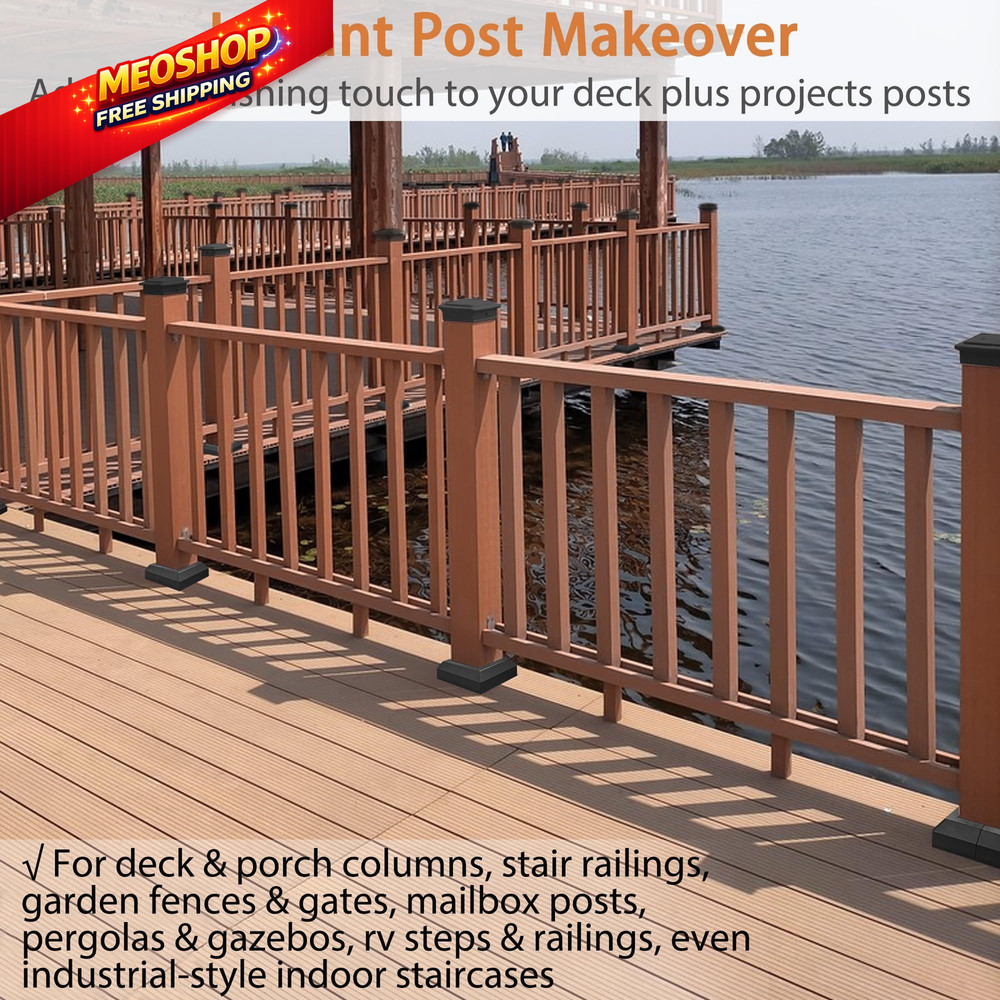 2 Pack 4X4IN Aluminum Split Deck Post Base Cover, 4"x4", Black