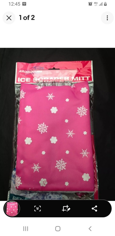 pink Ice Scraper mitt scraper inside furry mitt snowflake design