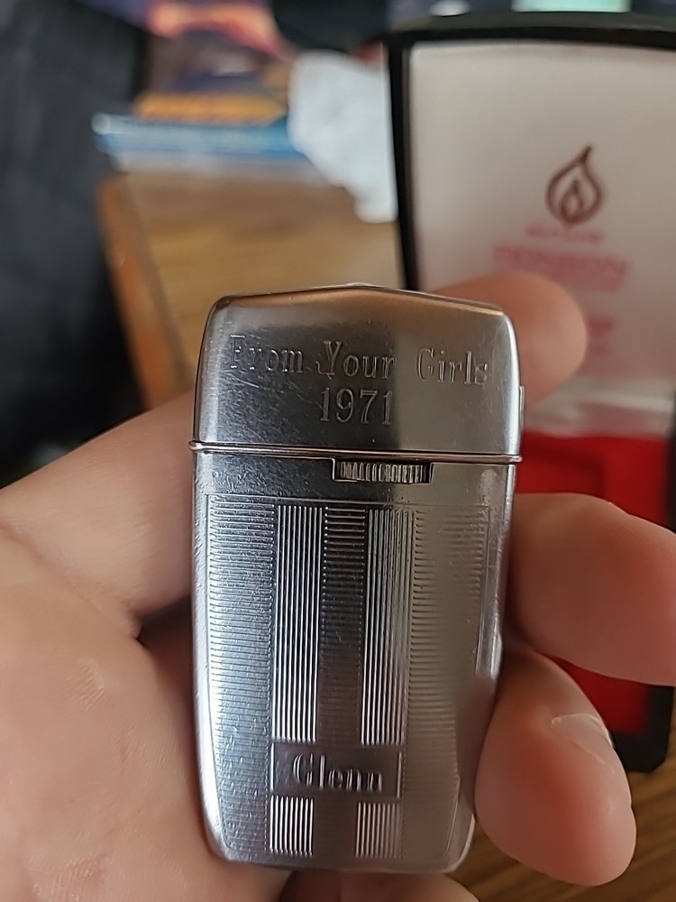 Vintage RONSON VARAFLAME Lighter Engraved Original Case
