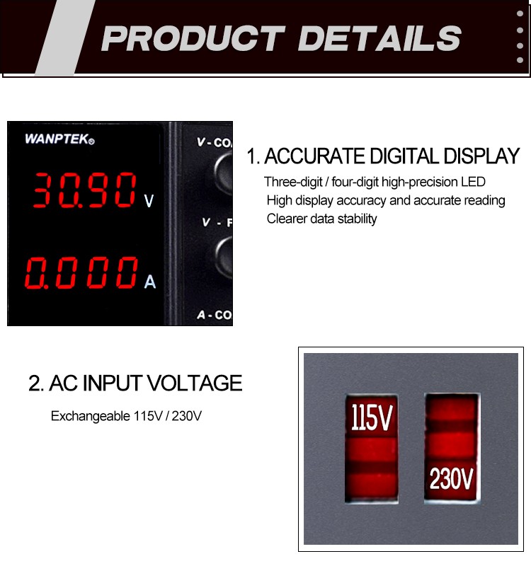 Adjustable 0~60V 5A Bench DC Power Supply Lab Variable Regulated Power Switching