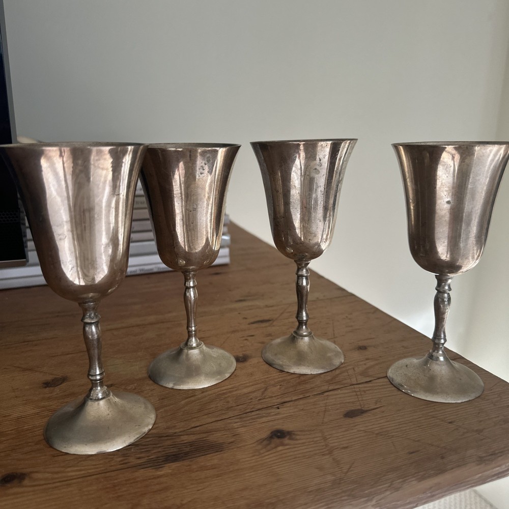 Large Silver-Plated Goblet Set ( 4 )