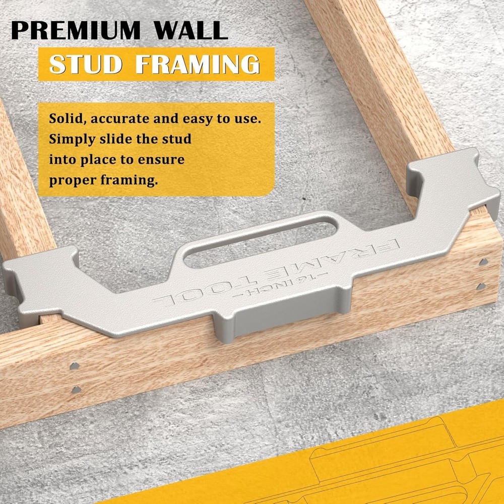 16" Framing Tools On-Center Stud Layout Tool Cast Aluminum Framing Spacing Tool