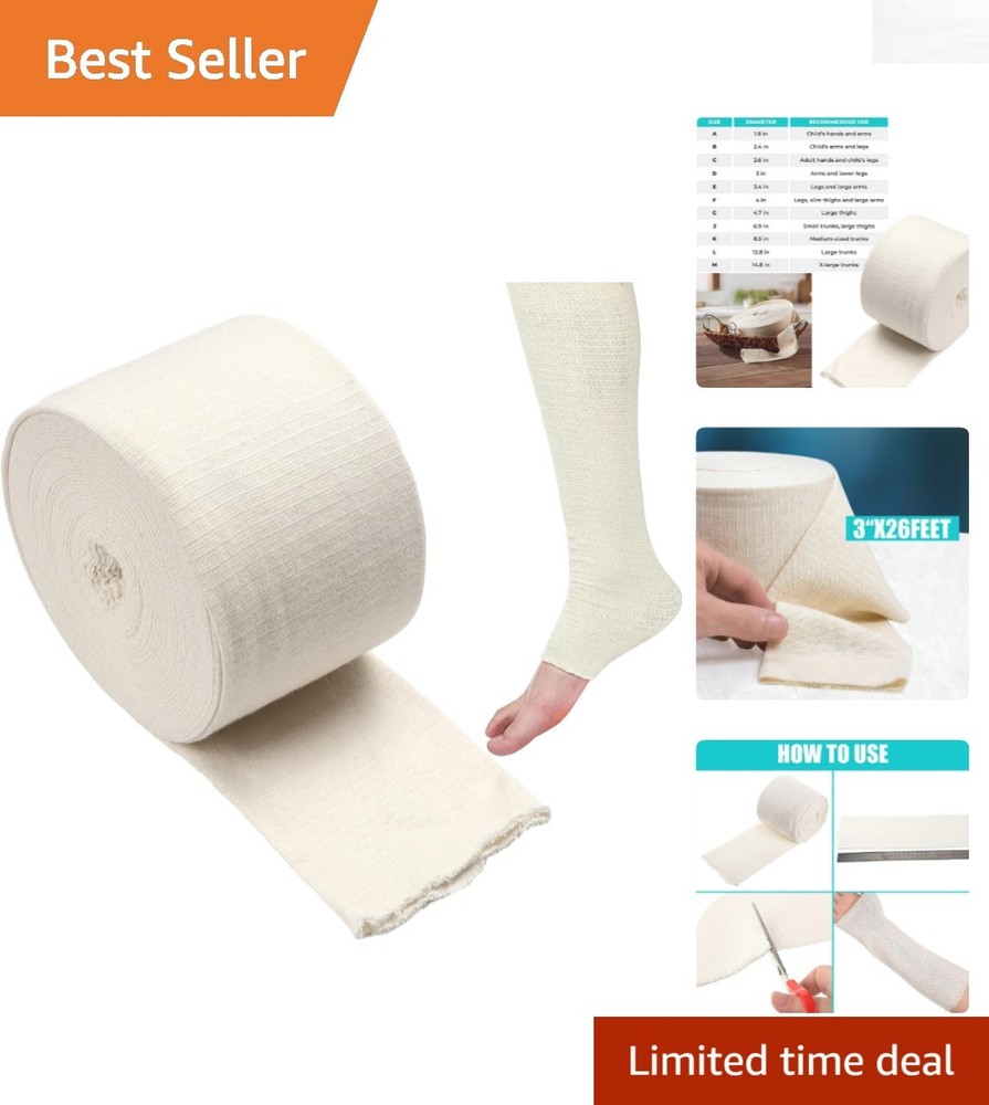 Cotton Compression Wrap Roll - Size D for Wound Dressing & Support