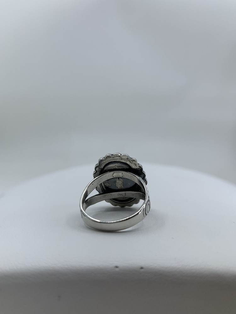 Sterling Silver White Agate Egg Ring Size 6 Handmade