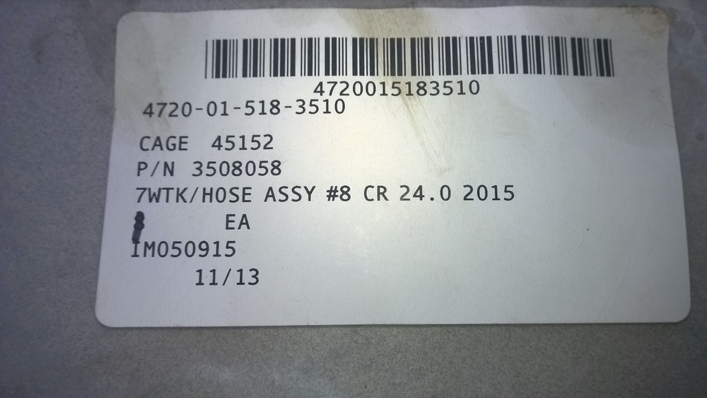 HYDRAULIC HOSE ASSEMBLY P/N 3508058