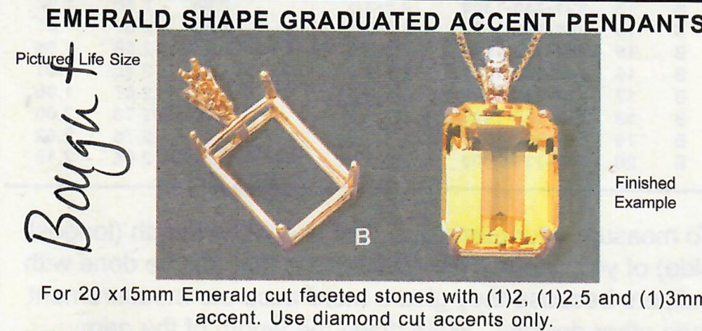 Emerald Shape Cast Wire Graduated Pendant - Component - Sterling Silver 925