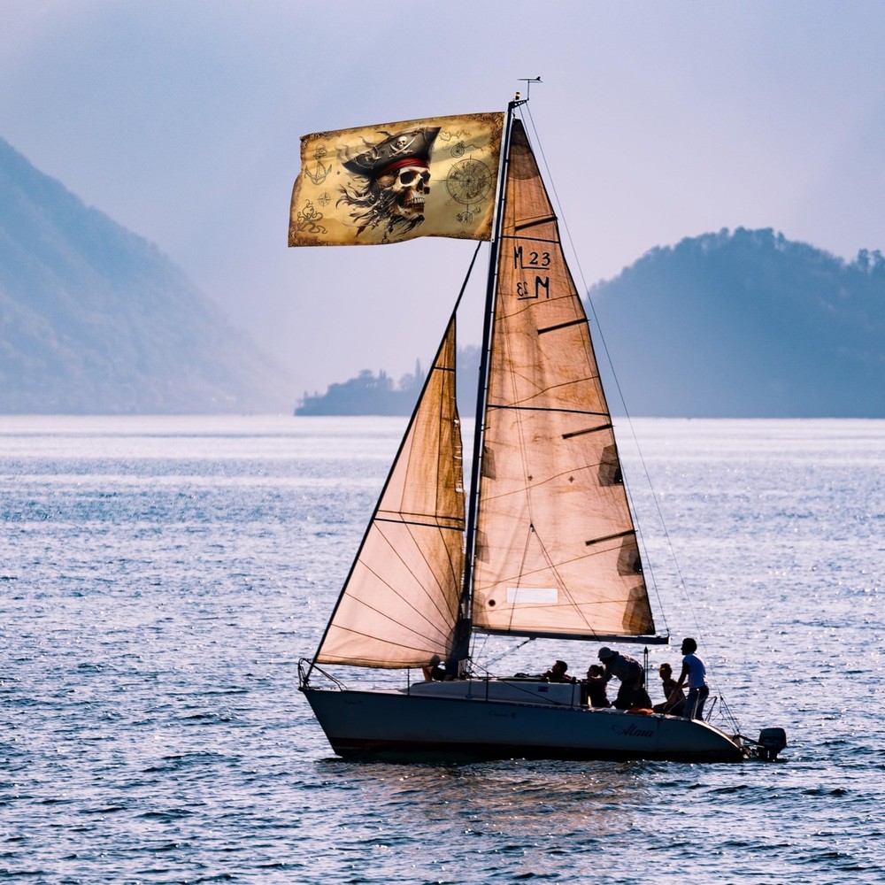 Pirate Flag – Jolly Roger Flag with Pirate Map - 100Den polyester –