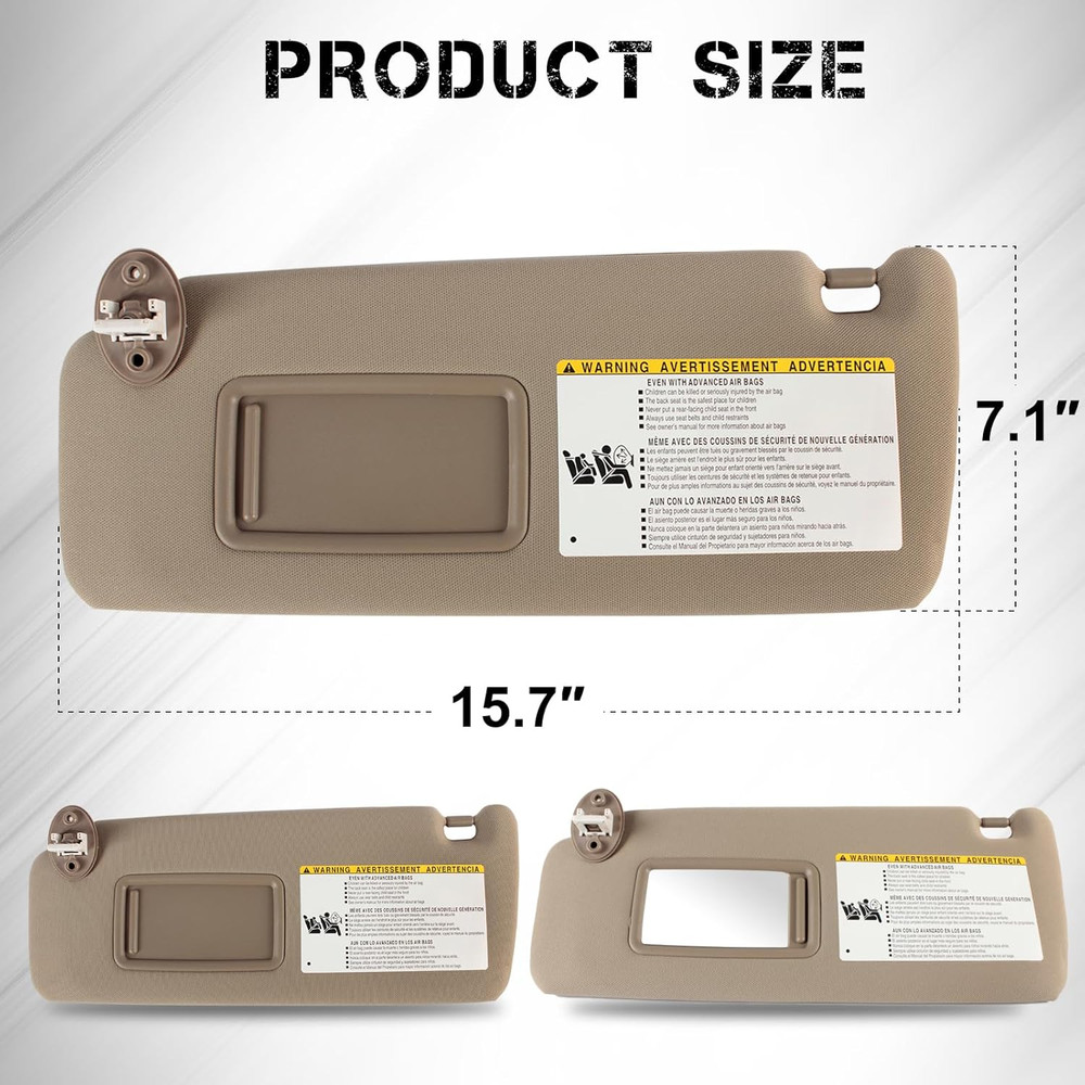 Right Passenger Side Sun Visor Compatible with 2010 2011 2012 2013 2014 2015 201
