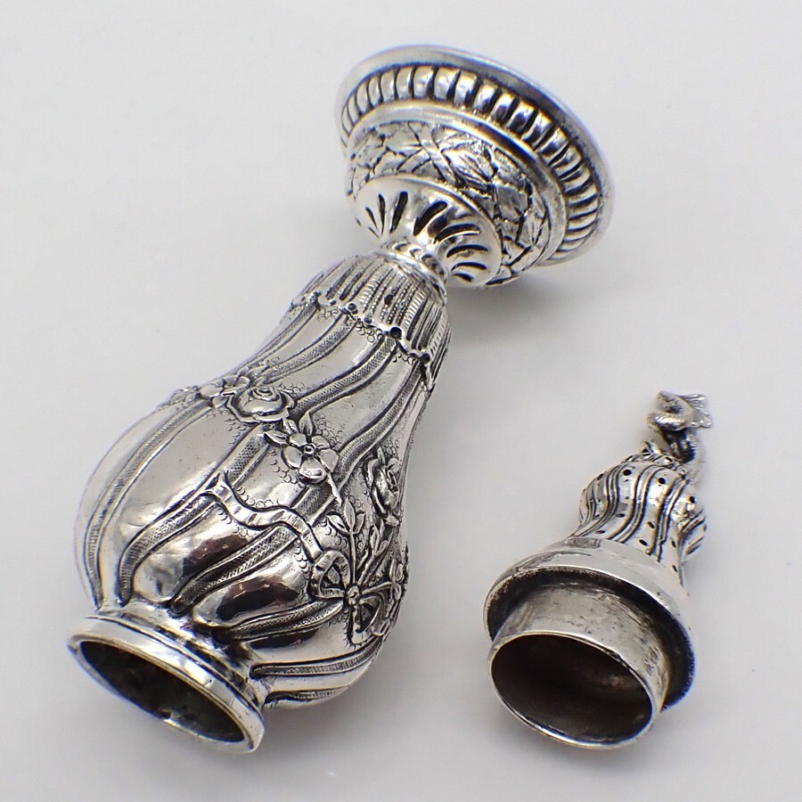 Ornate Shaker Dolphin Finial Sterling Silver