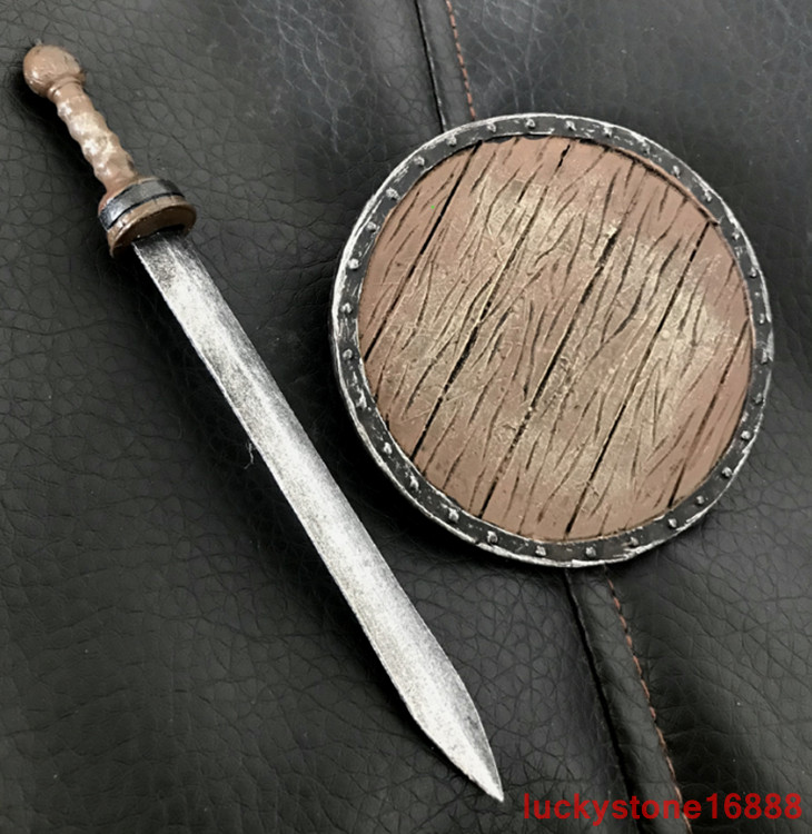 1/6 Scale Weapon Accessories Model Plastic Roman Gladiator Training Sword+Shield
