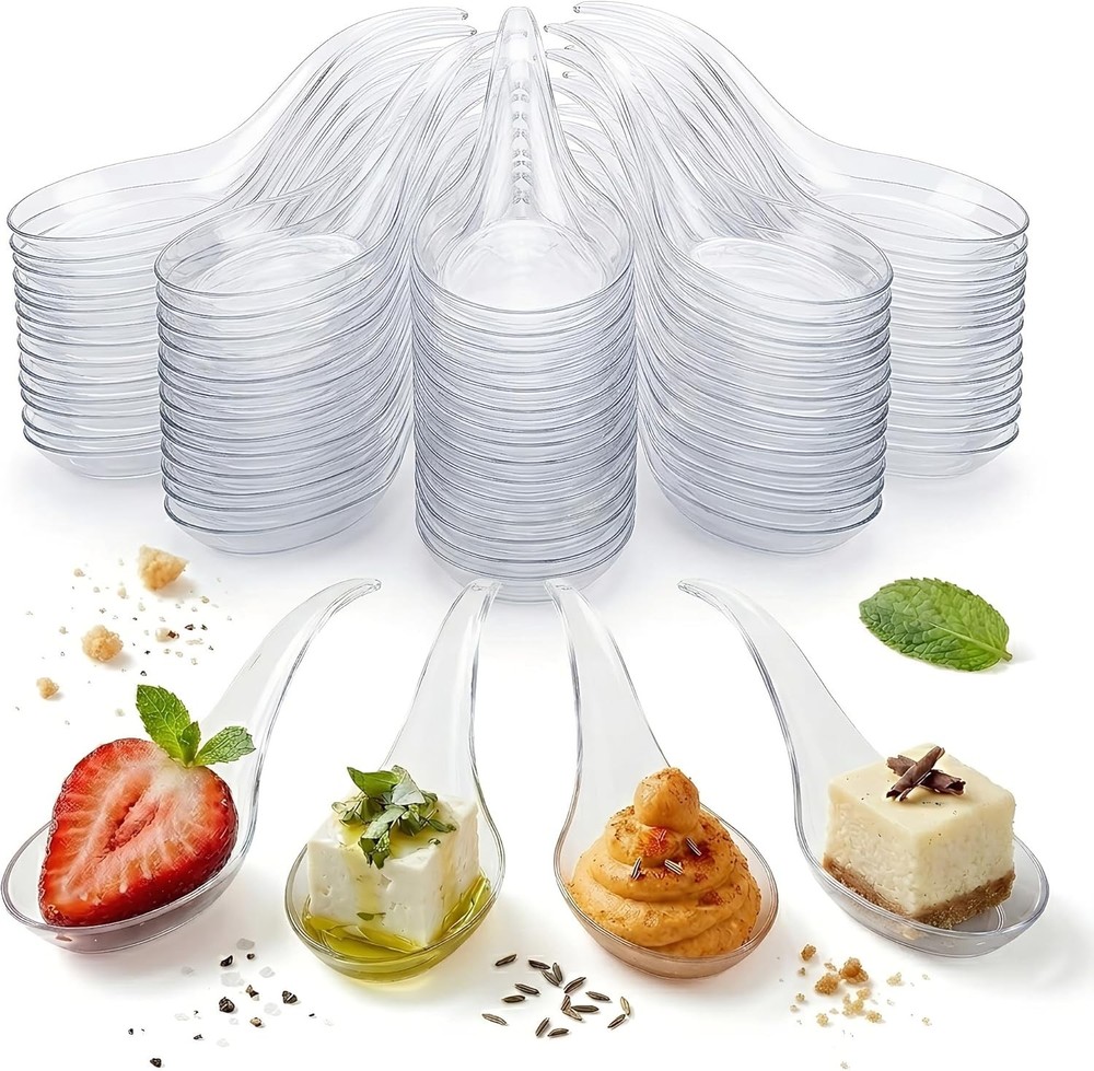 200 Mini Appetizer Spoons Clear Plastic Tasting Spoons for