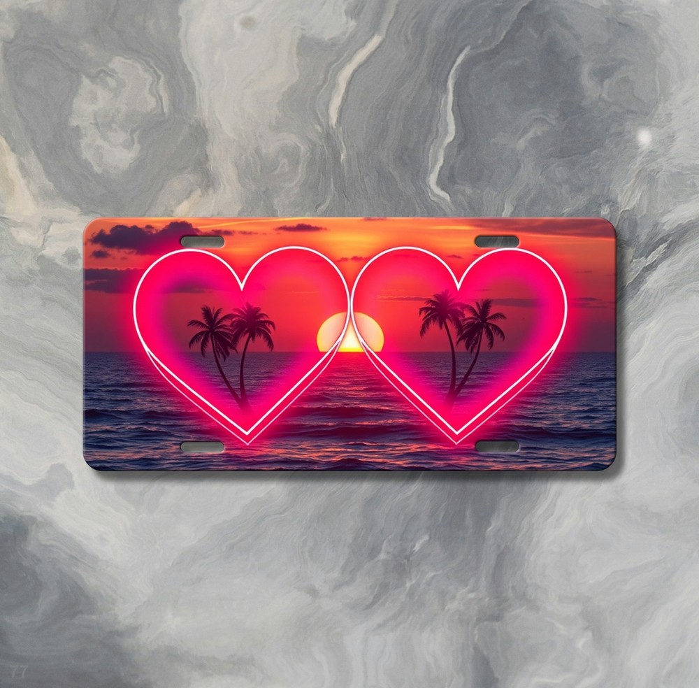 Custom Love Hearts Design Custom Text License Plate Personalized Car Tag