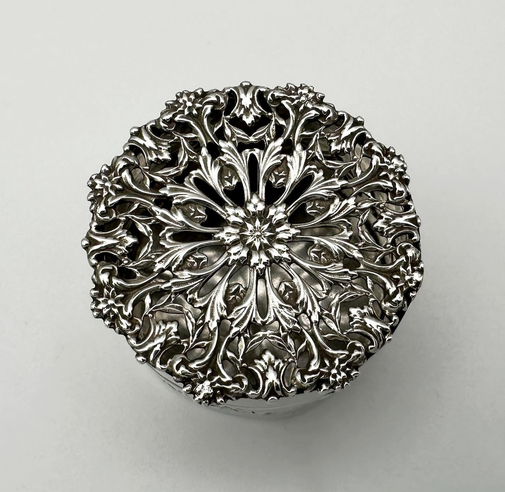 EDWARDIAN OPENWORK POMANDER BOX STERLING SILVER BIRMINGHAM 1909 W COMYNS