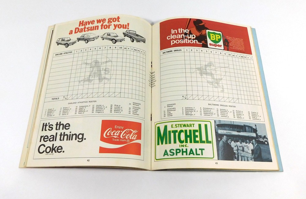 1971 ALCS Baseball Program Baltimore Orioles vs Oakland A's