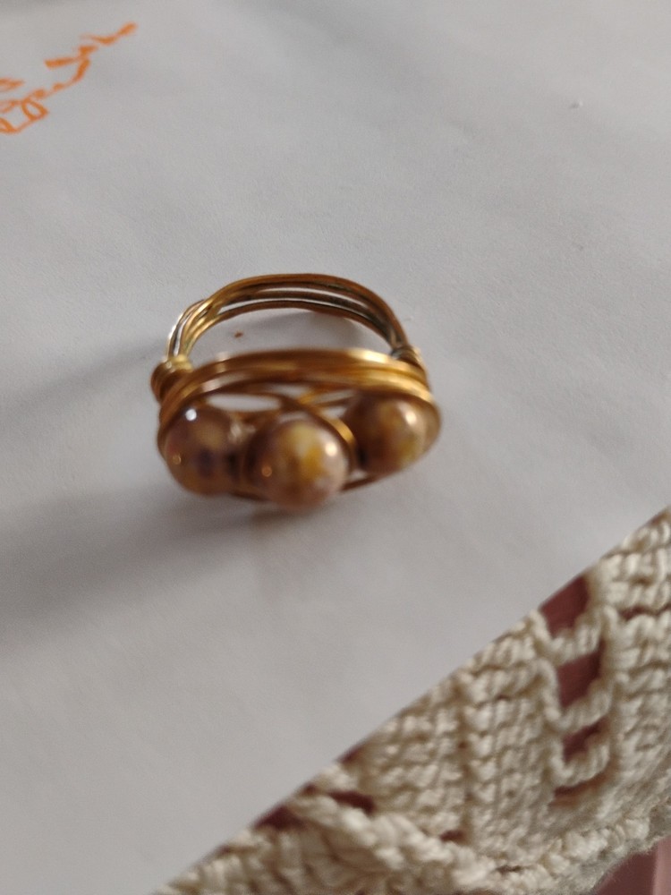 Vtg Brass Wire Rapped Ring Sz 9