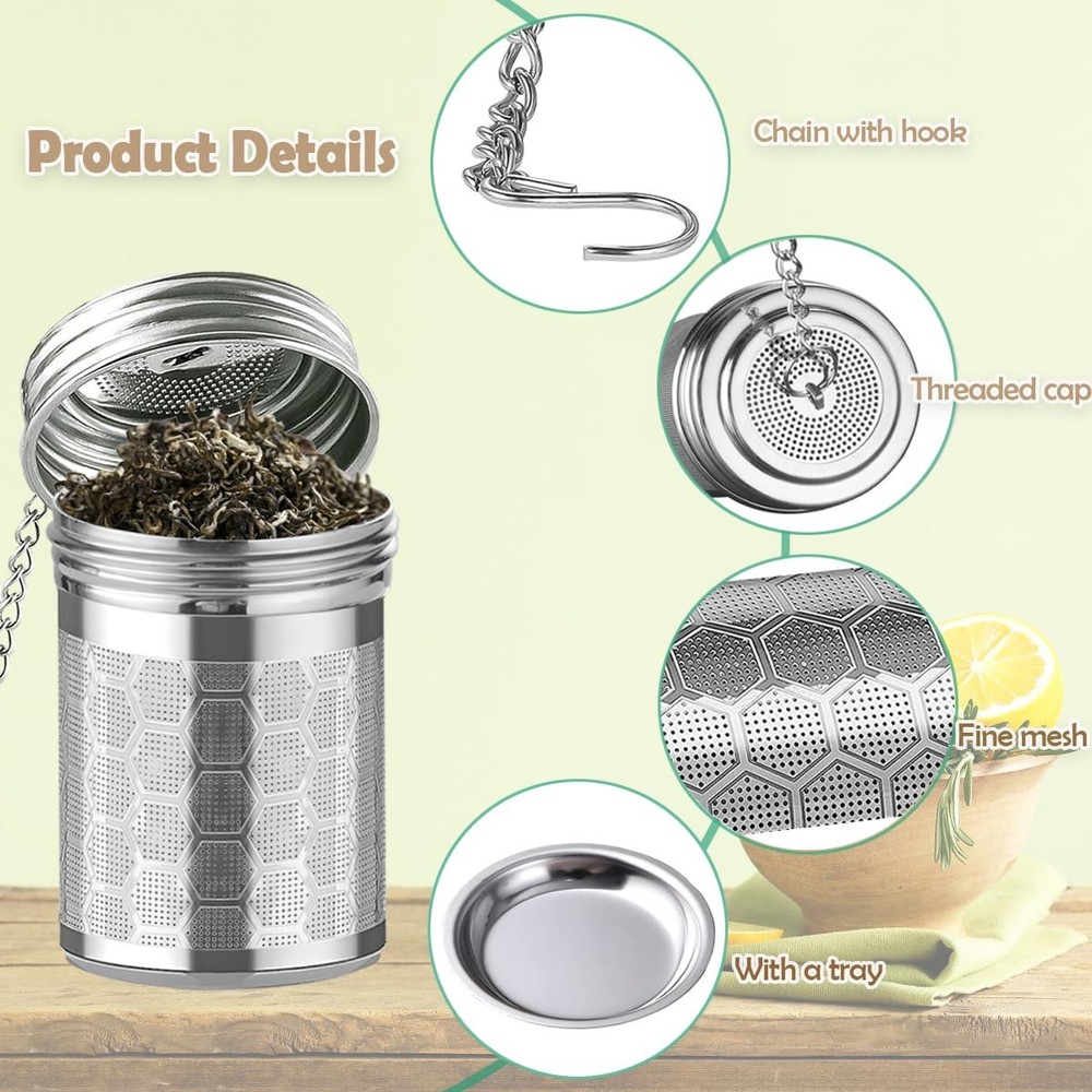 2 Pack Stainless Steel Tea Infusers, Extra Fine Mesh Strainers with Drip Trays