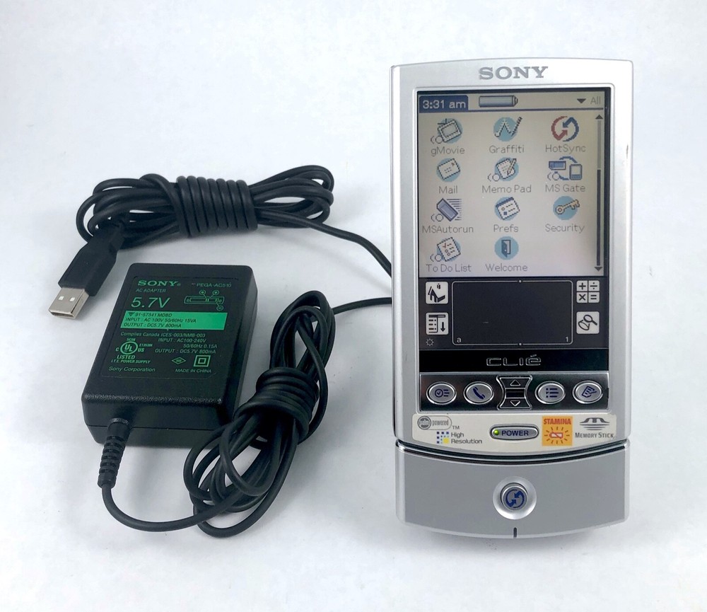 Sony CLIÉ Handheld PEG-N610C Palm Organizer PDA, Power Adapter, USB Cradle Dock