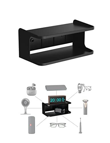 NOTMBESTM Bedside Wall Shelf Organizer Small Mount Black