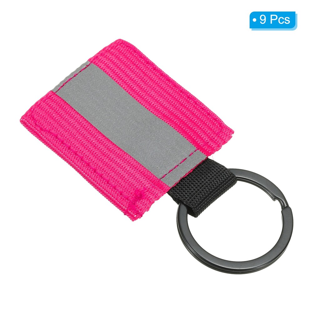 9 Pcs Reflective Keychain Tags, Reflective Zipper Pulls, Pink