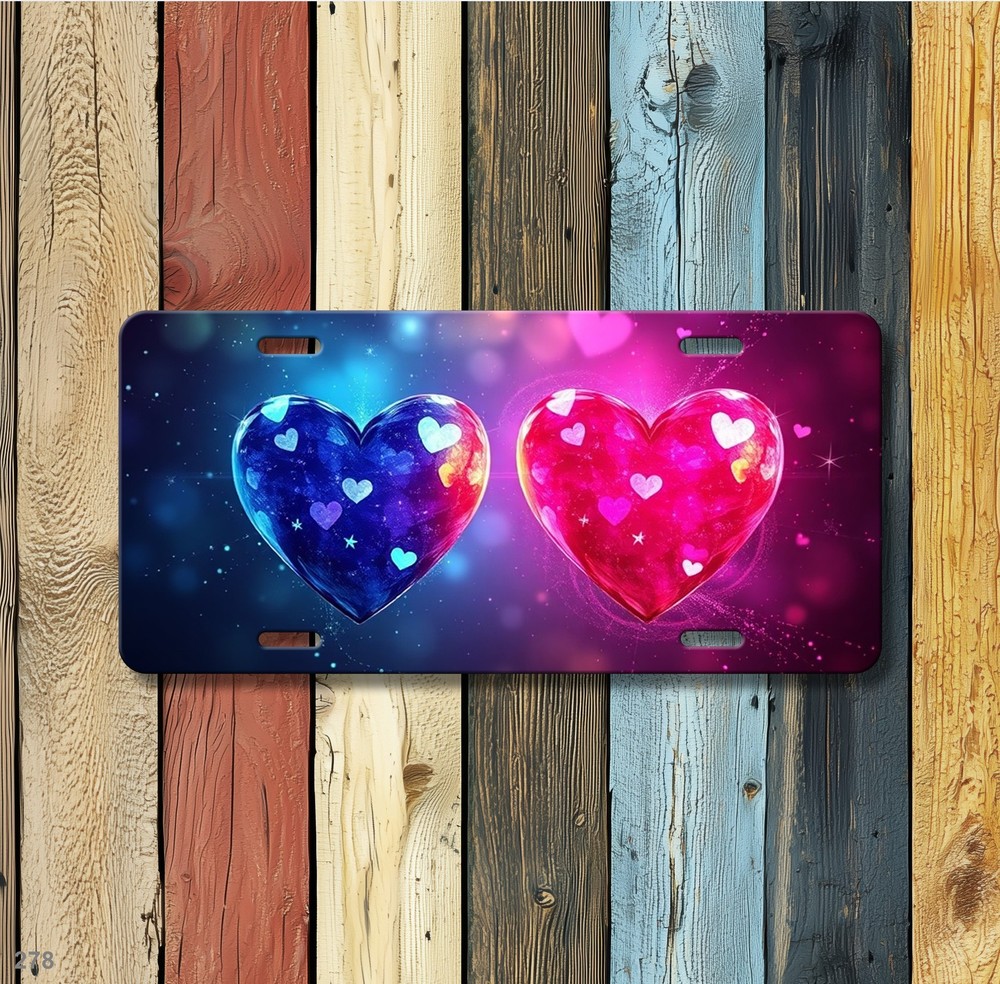 Romantic Hearts License Plate Optional Text Front Plate Special Gift