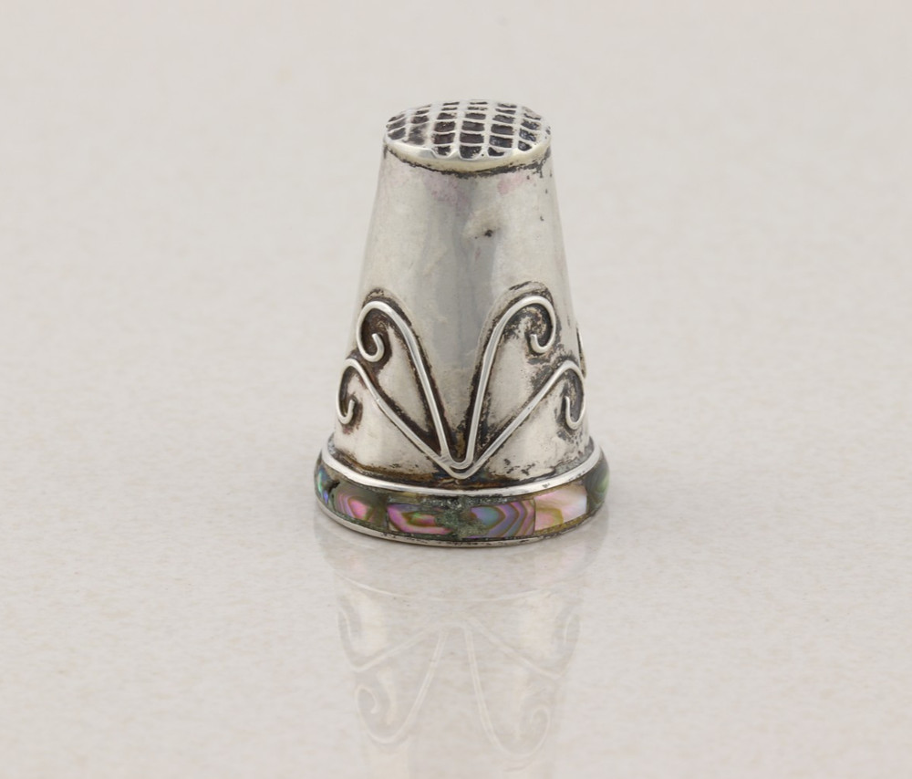Sterling Silver Abalone Thimble 11/16" Opening Size 11
