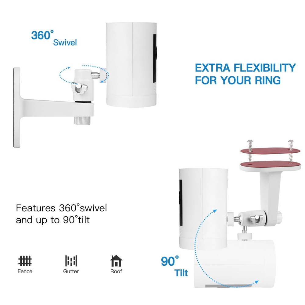 ALERTCAM 2Pack Adjustable Security Wall Mount Bracket for Stick 2Pack, White