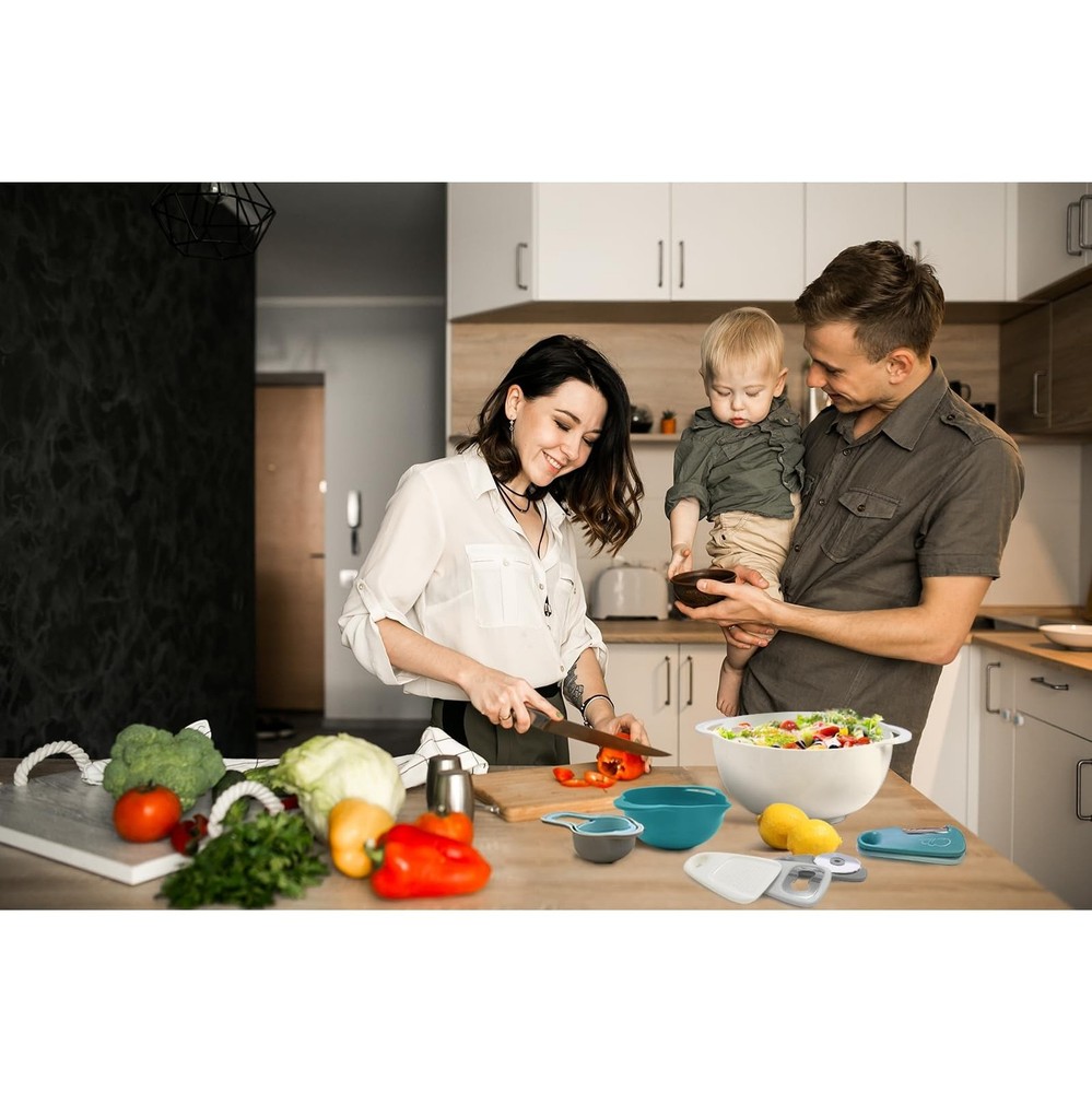 Mixing Bowls for Kitchen, 13 Piece Plastic Nesting Bowls Set Includes 2 Mixin...