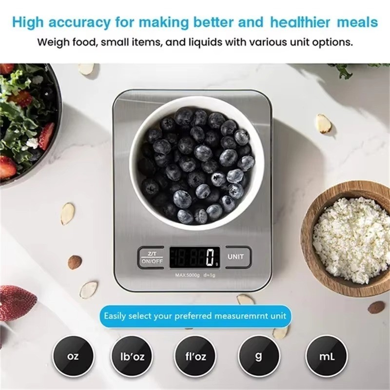 Portable Electronic Digital Kitchen Scale With Timer High Precision LED Display