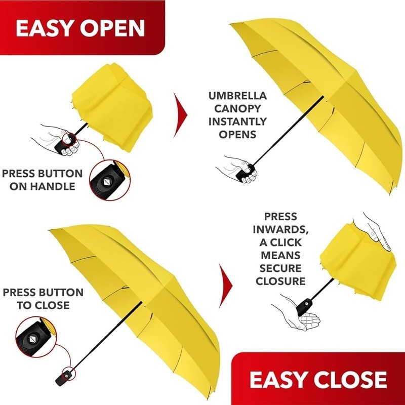 Compact Windproof Travel Umbrella Automatic Open Close Lightweight Waterproof US