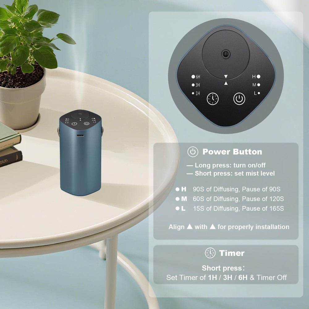 Waterless Essential Oil Diffuser for Car & Home, Aromatherapy Diffuser with 4...