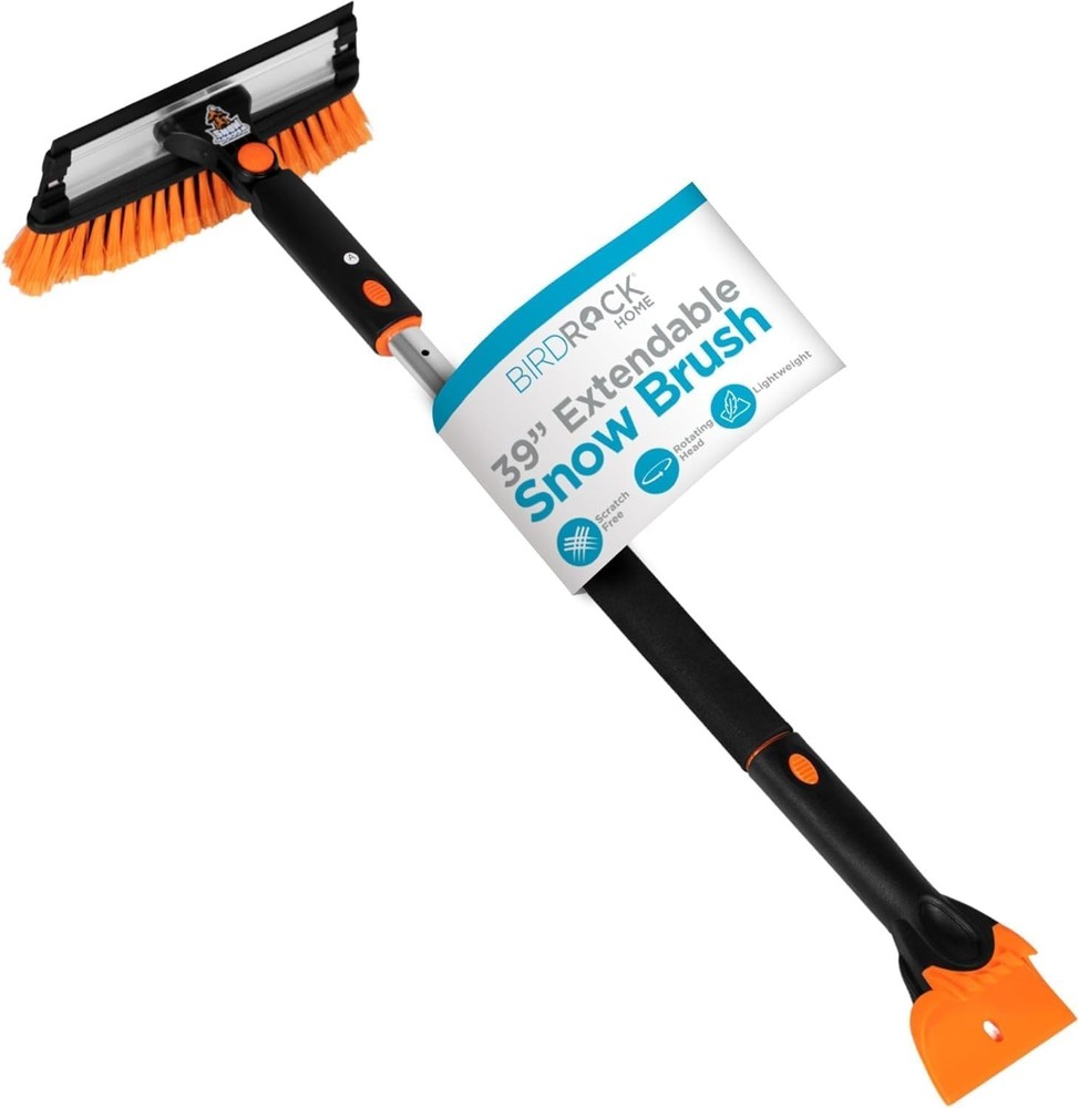 Versatile 39" Snow Brush with Double-Sided Head & Ice Scraper for Quick Clearing