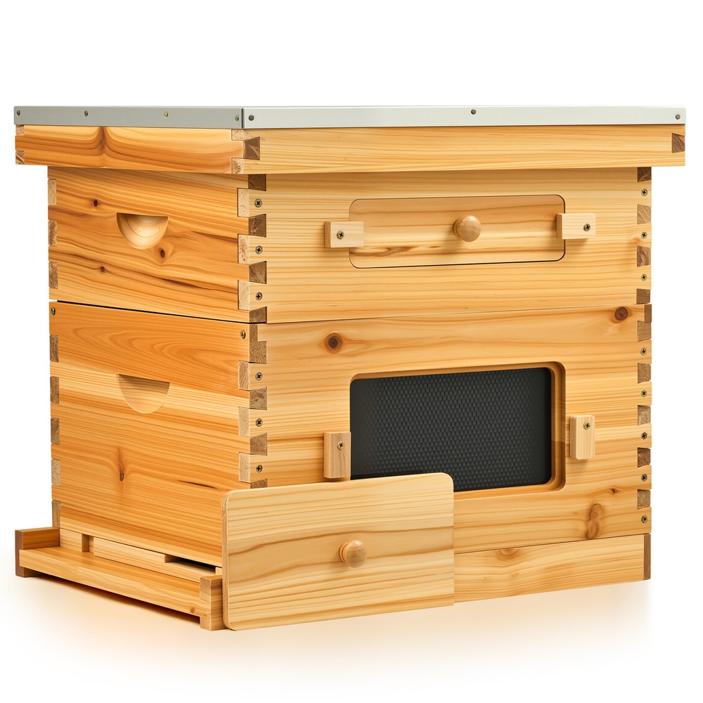 Beehive Frame BeeHive Box Kit W/ Beeswax Beekeeping 20 Frames 10 Deep+10 Medium