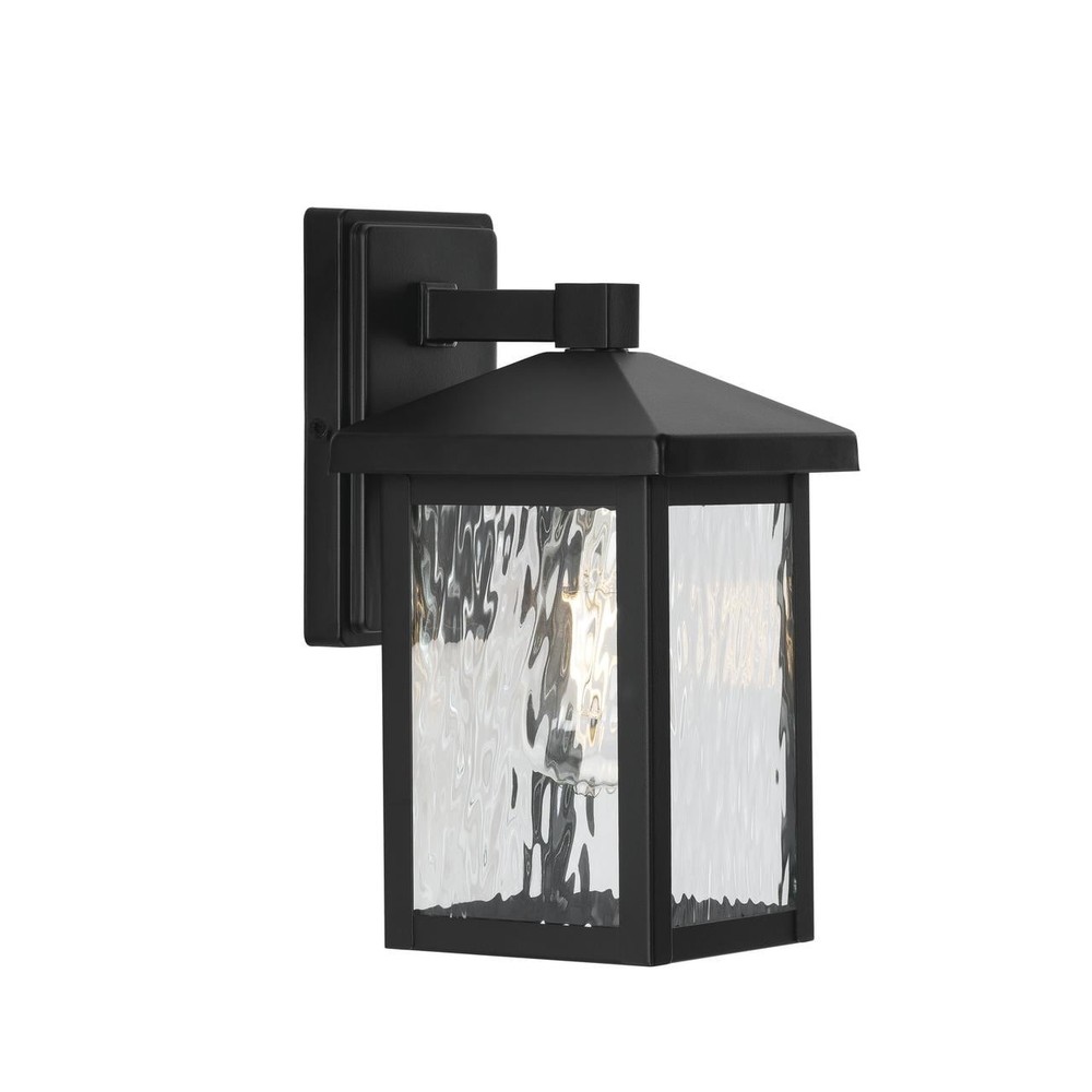 Matte Black Traditional One-Light Outdoor Wall Lantern